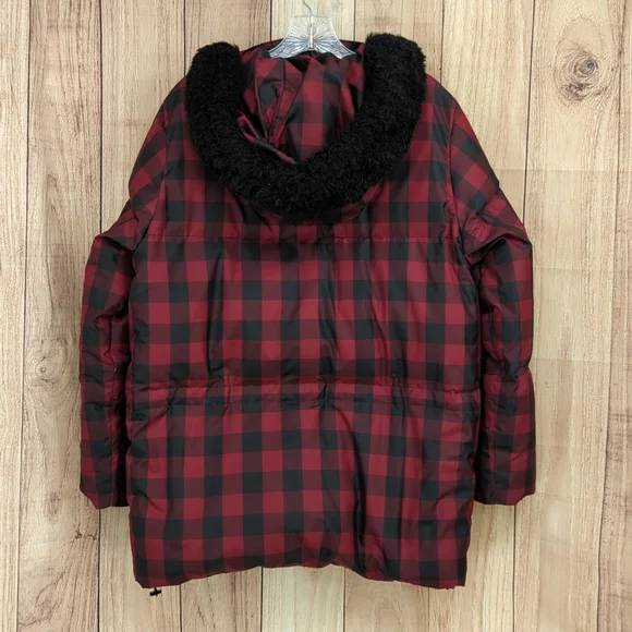 Lauren Ralph Lauren Buffalo Plaid Down Jacket Drawstring Waist Hood Faux… - Picture 8 of 17